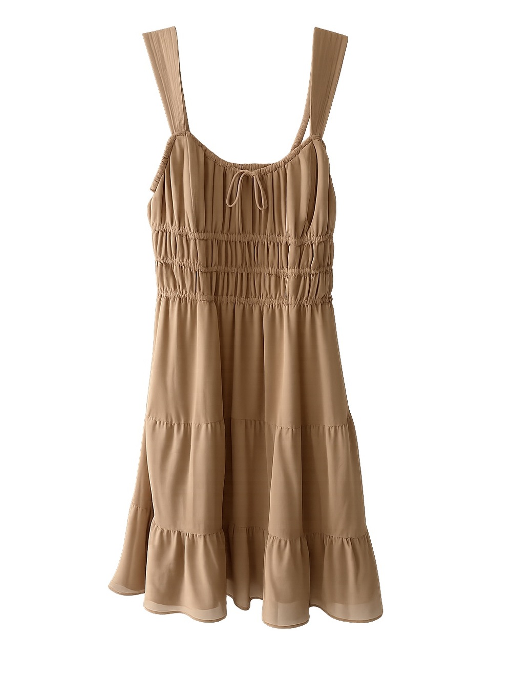 Aritzia Beige Tiered Mini Dress
